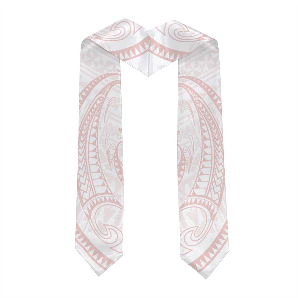 White Sunday Lotu Tamaiti Graduation Stole Polynesian Wave Pastel Blush - Polynesian Pride