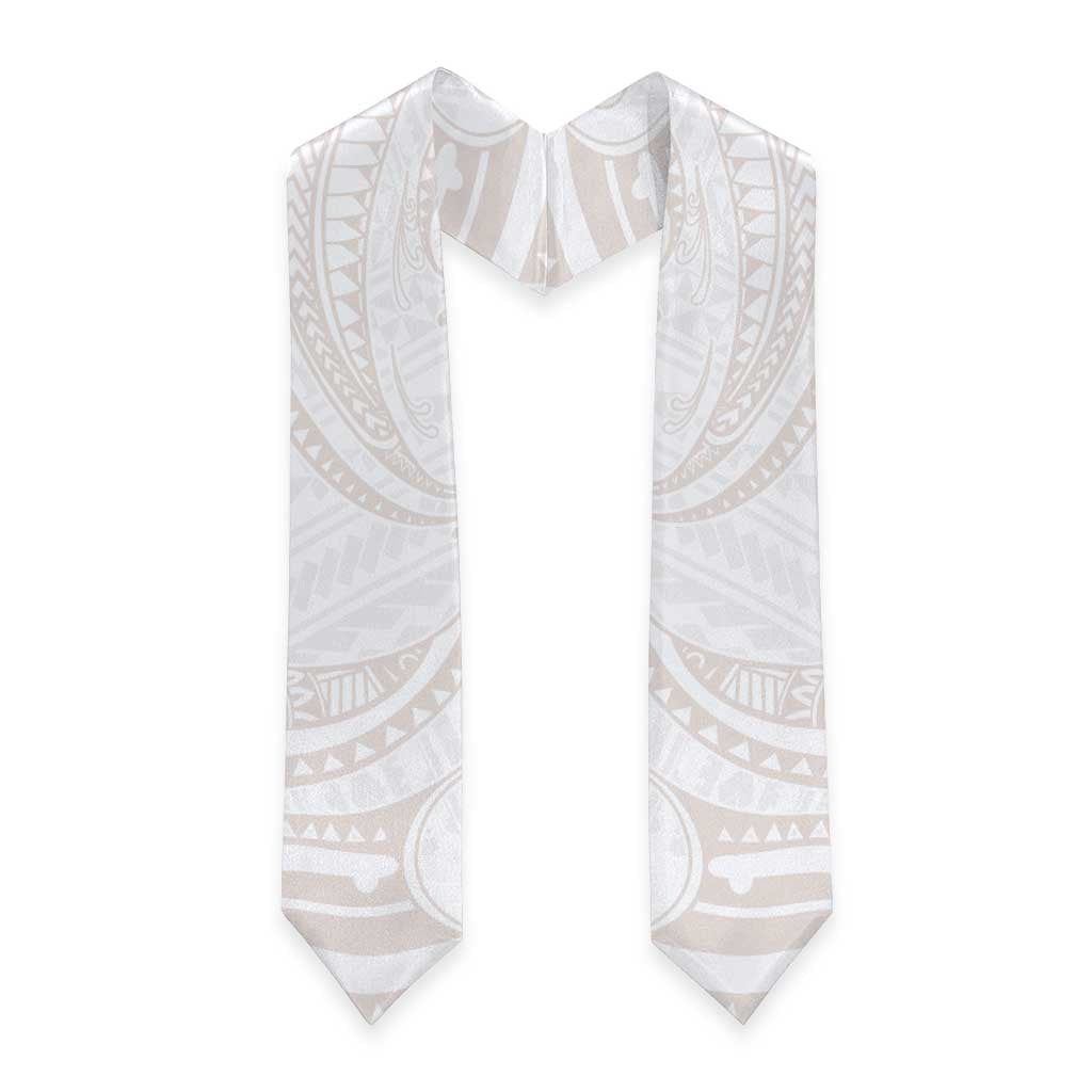 White Sunday Lotu Tamaiti Graduation Stole Polynesian Wave Pastel Nude - Polynesian Pride