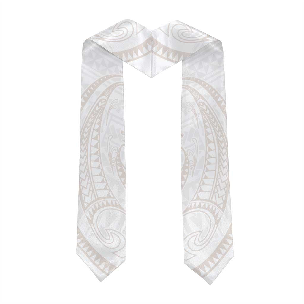 White Sunday Lotu Tamaiti Graduation Stole Polynesian Wave Pastel Nude - Polynesian Pride