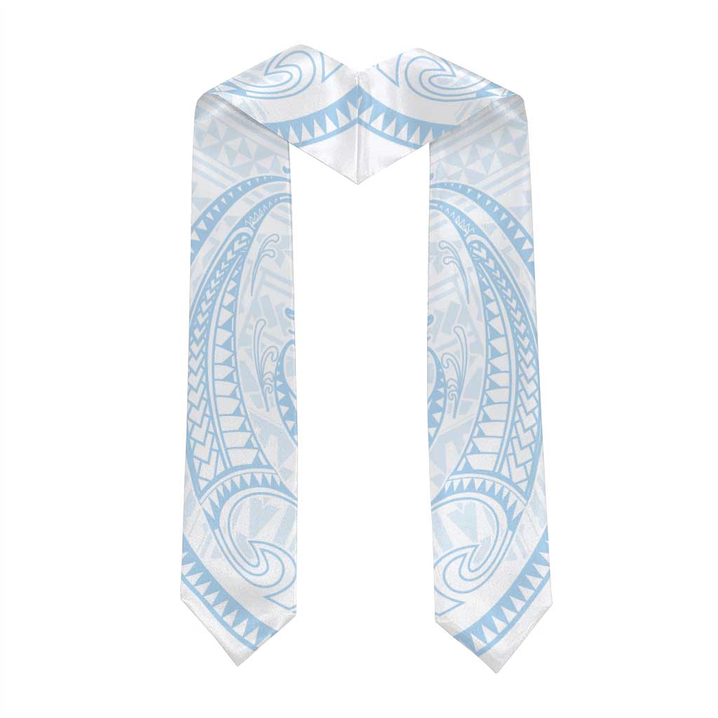 White Sunday Lotu Tamaiti Graduation Stole Polynesian Wave Pastel Sky Blue - Polynesian Pride