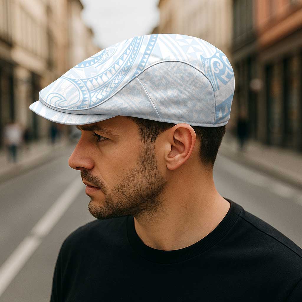 White Sunday Lotu Tamaiti Jeff Hat Polynesian Wave Pastel Sky Blue - Polynesian Pride