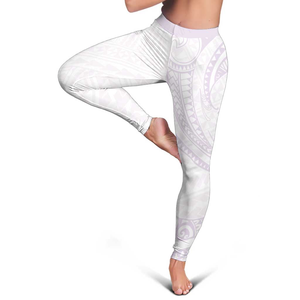 White Sunday Lotu Tamaiti Leggings Polynesian Wave Pastel Mauve - Polynesian Pride