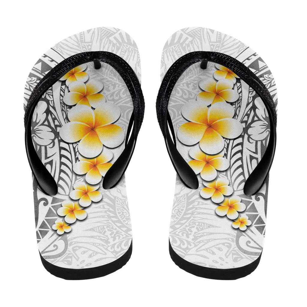 White Tropical Plumeria Galaxy Polynesian Art Flip Flops - Polynesian Pride