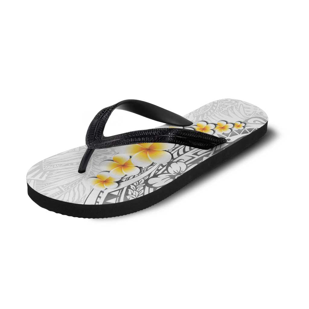 White Tropical Plumeria Galaxy Polynesian Art Flip Flops - Polynesian Pride