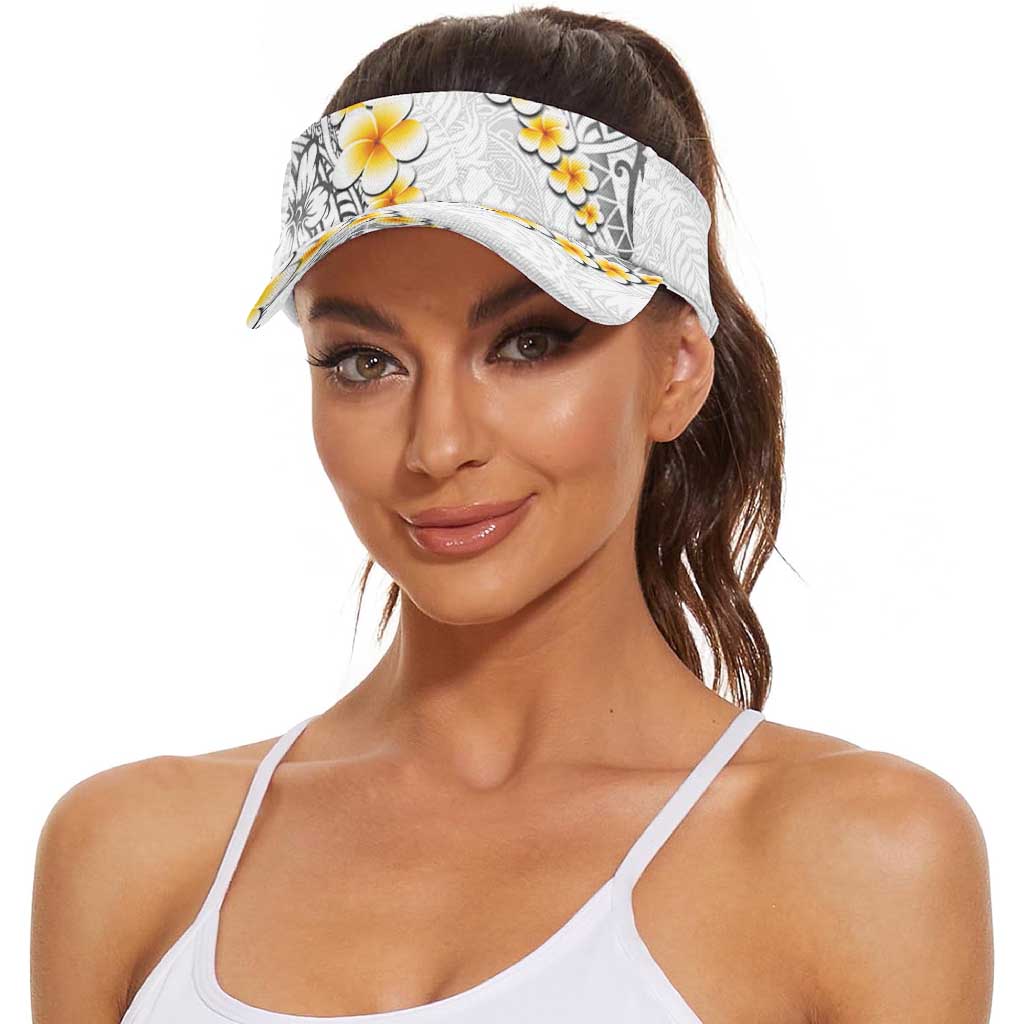 White Tropical Plumeria With Galaxy Polynesian Art Sun Visor Cap