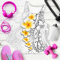 White Tropical Plumeria With Galaxy Polynesian Art Women Racerback Tank - Polynesian Pride