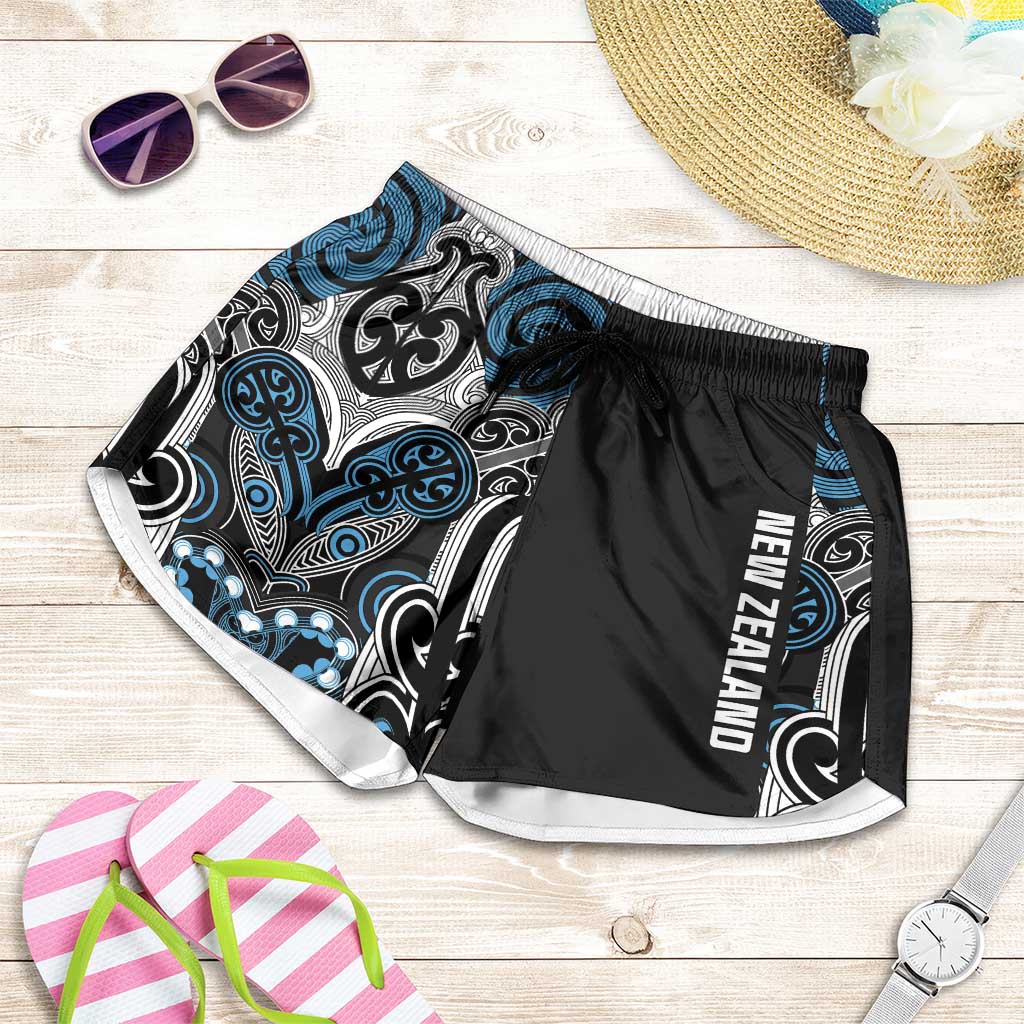 World Cricket New Zealand Shorts for Women Kia kaha nga Potae Pango LT9 Black - Polynesian Pride