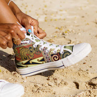 Yellow Aotearoa Kowhaiwhai Pattern High Top Shoes NZ Maori Quilt Style - Polynesian Pride