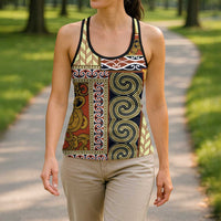 Yellow Aotearoa Kowhaiwhai Pattern Hollow Tank Top NZ Maori Quilt Style LT14 - Polynesian Pride