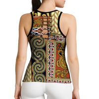 Yellow Aotearoa Kowhaiwhai Pattern Hollow Tank Top NZ Maori Quilt Style LT14 - Polynesian Pride