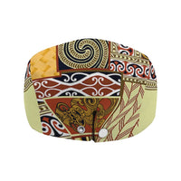 Yellow Aotearoa Kowhaiwhai Pattern Jeff Hat NZ Maori Quilt Style - Polynesian Pride