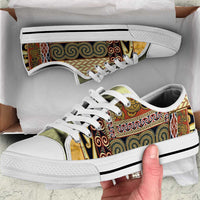 Yellow Aotearoa Kowhaiwhai Pattern Low Top Shoes NZ Maori Quilt Style - Polynesian Pride