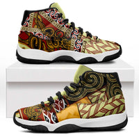Yellow Aotearoa Kowhaiwhai Pattern Sneakers J11 NZ Maori Quilt Style - Polynesian Pride