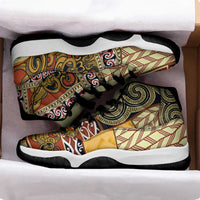 Yellow Aotearoa Kowhaiwhai Pattern Sneakers J11 NZ Maori Quilt Style - Polynesian Pride