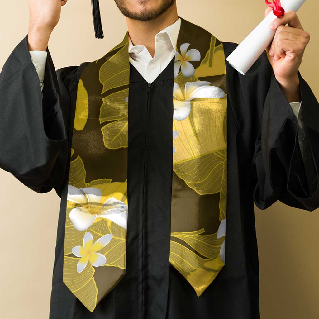 Yellow Banana Leaf Hawaii Graduation Stole Lau Maia Plumeria Tropical Summer Vibes