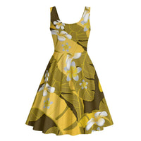 Yellow Banana Leaf Hawaii Midi Dress Lau Maia Plumeria Tropical Summer Vibes