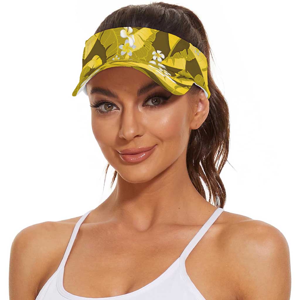 Yellow Banana Leaf Hawaii Sun Visor Cap Lau Maia Plumeria Tropical Summer Vibes