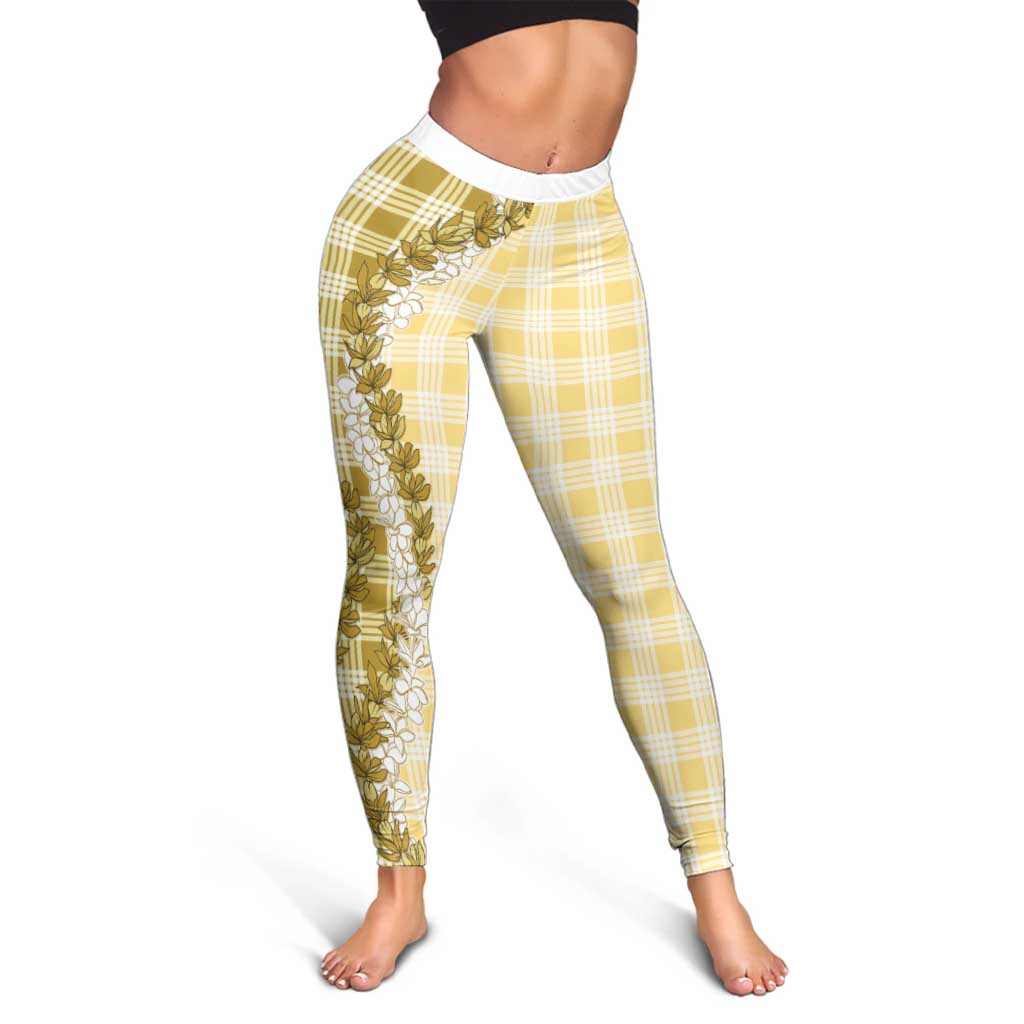 Yellow Hawaii Palaka Leggings Hawaiian Honohono Lei