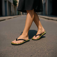 Yellow Hawaii Palm Tree Hibiscus Flip Flops Fantasy Summer Vibe LT01 - Polynesian Pride