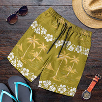 Yellow Hawaii Palm Tree Hibiscus Shorts for Men Fantasy Summer Vibe LT01 Yellow - Polynesian Pride