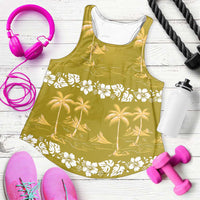 Yellow Hawaii Palm Tree Hibiscus Women Racerback Tank Fantasy Summer Vibe LT01 Yellow - Polynesian Pride