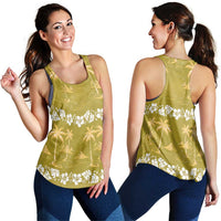 Yellow Hawaii Palm Tree Hibiscus Women Racerback Tank Fantasy Summer Vibe LT01 - Polynesian Pride