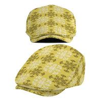 Yellow Hawaiian Quilt Jeff Hat Hawaii Pineapple Monstera Palaka Motifs - Polynesian Pride