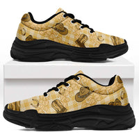 Yellow Palaka Hawaii Cowboy Chunky Sneakers Puakenikeni Lei Paniolo Papale Seamless Vibes - Polynesian Pride