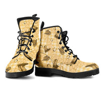 Yellow Palaka Hawaii Cowboy Leather Boots Puakenikeni Lei Paniolo Papale Seamless Vibes - Polynesian Pride