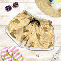 Yellow Palaka Hawaii Cowboy Shorts for Women Puakenikeni Lei Paniolo Papale Seamless Vibes LT14 Yellow - Polynesian Pride