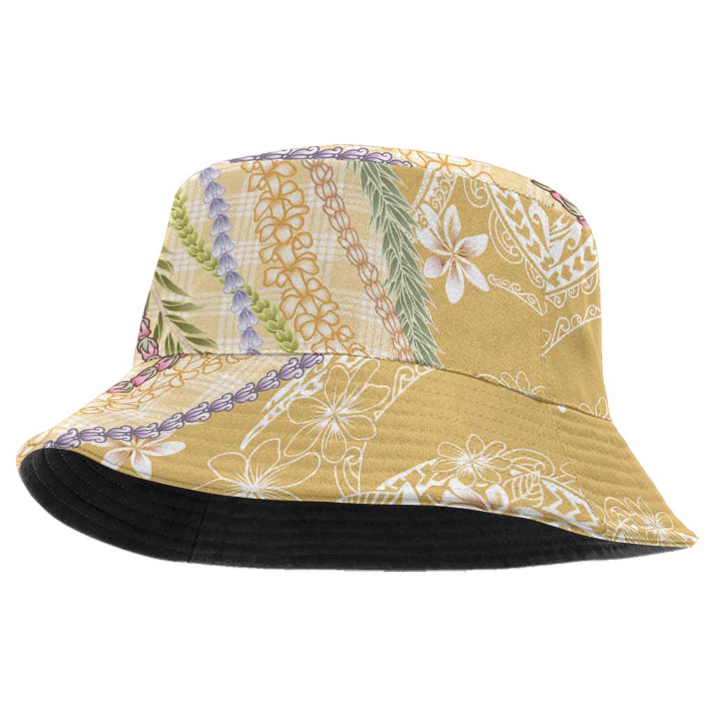 Yellow Palaka Hawaii Leis Bucket Hat Hawaiian-plaid Elegant Tropical Vibes - Polynesian Pride
