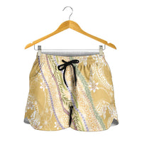 Yellow Palaka Hawaii Leis Shorts for Women Hawaiian-plaid Elegant Tropical Vibes - Polynesian Pride