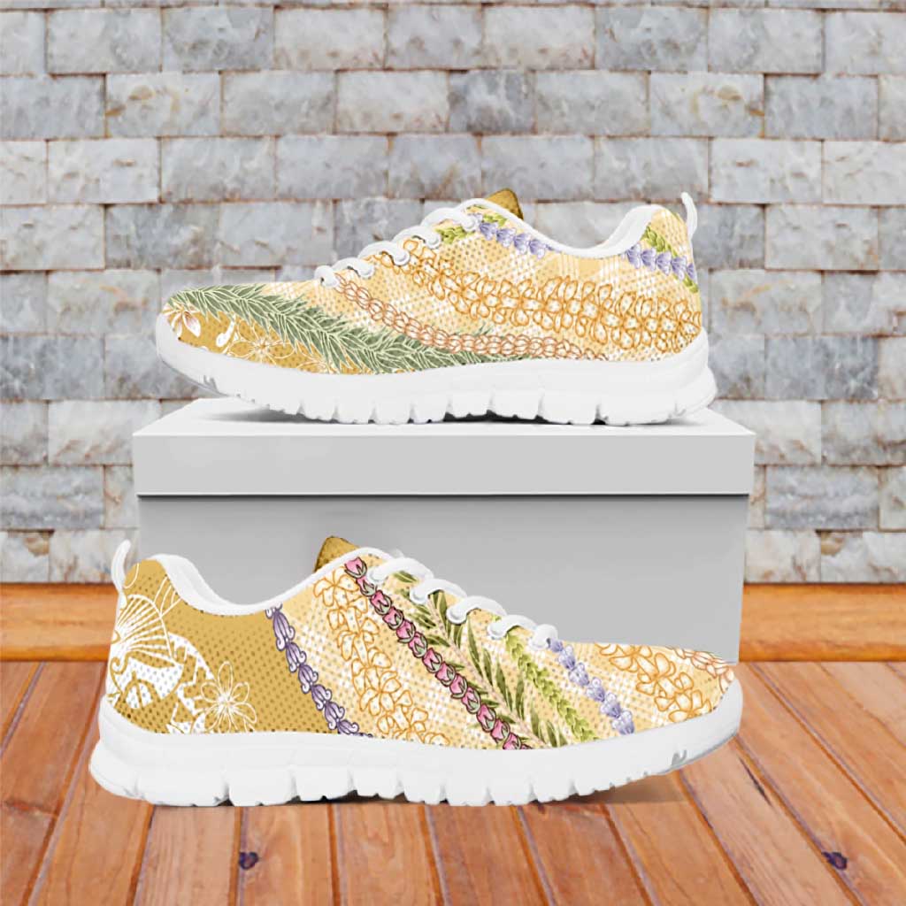 Yellow Palaka Hawaii Leis Sneakers Hawaiian-plaid Elegant Tropical Vibes
