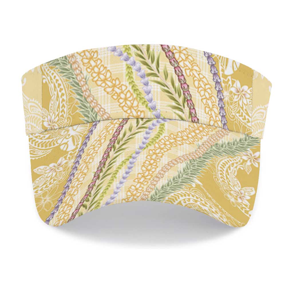 Yellow Palaka Hawaii Leis Sun Visor Cap Hawaiian-plaid Elegant Tropical Vibes