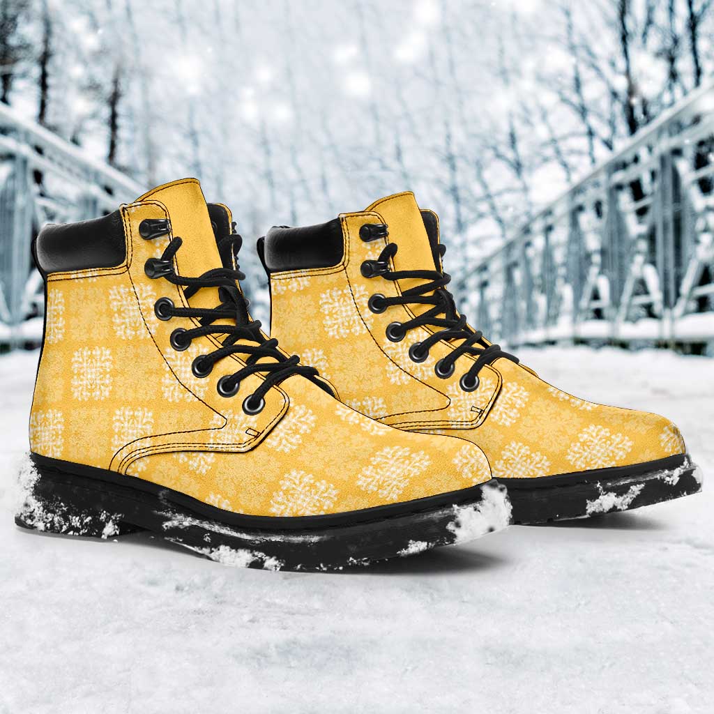 Yellow Palaka Quilt Hawaii All Season Boots Traditional Hawaii-plaid Pattern - Polynesian Pride