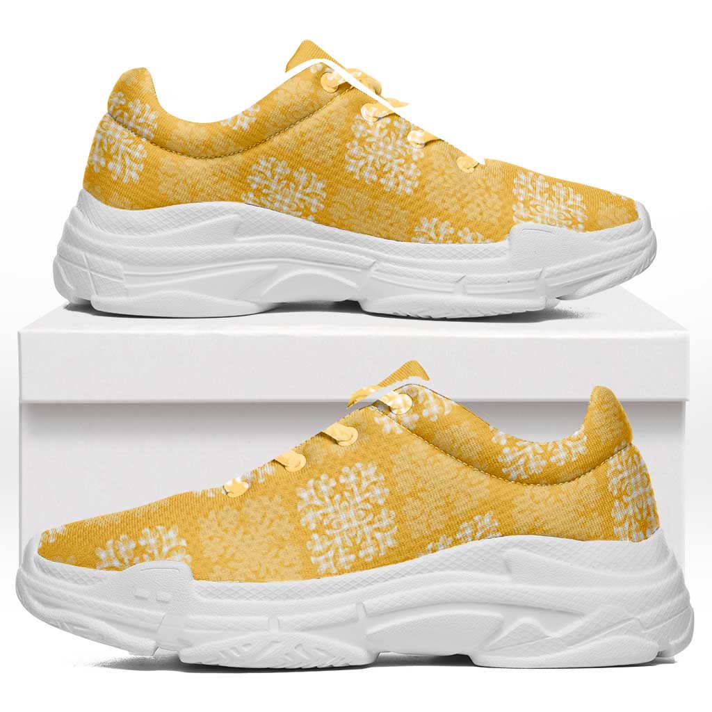 Yellow Palaka Quilt Hawaii Chunky Sneakers Traditional Hawaii-plaid Pattern - Polynesian Pride