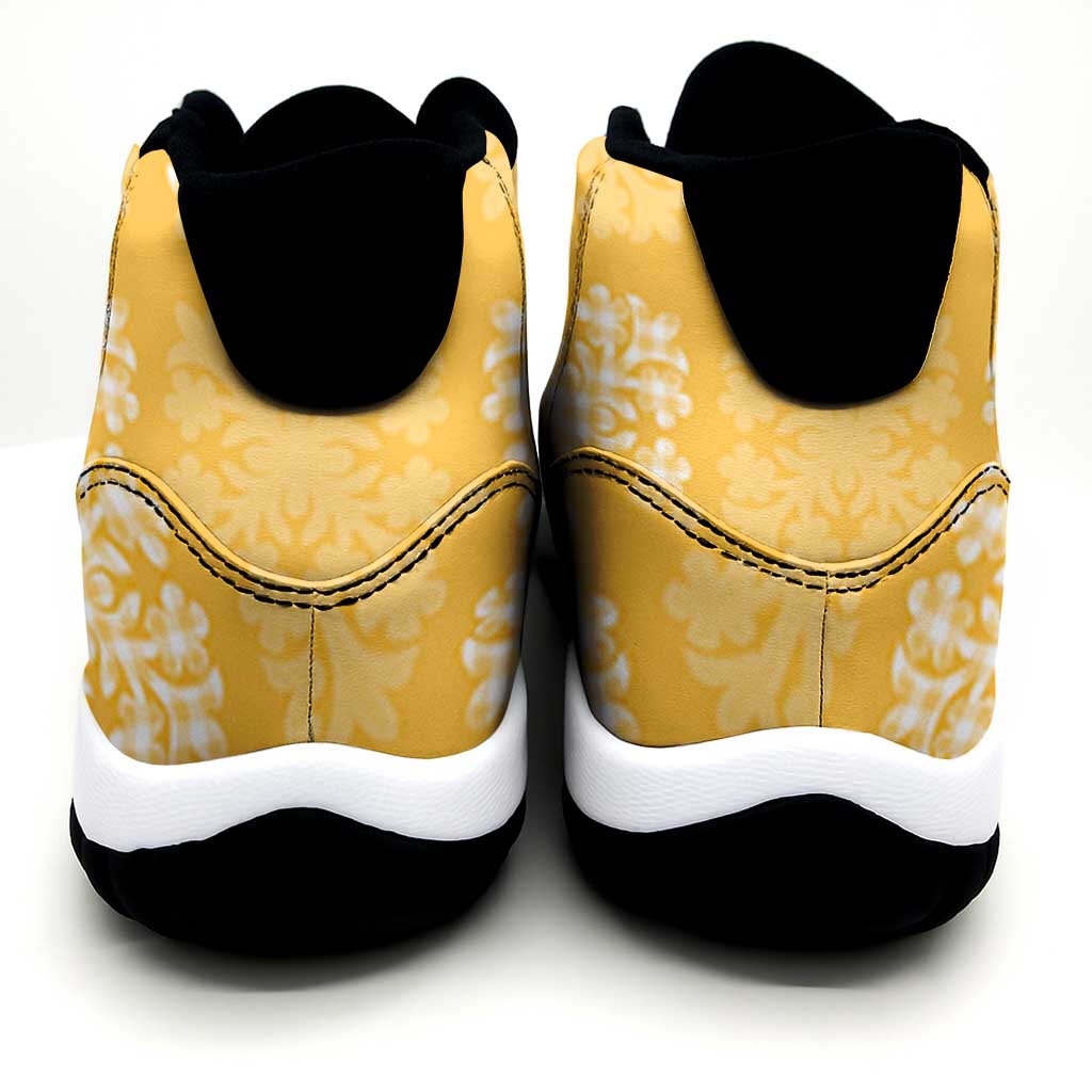 Yellow Palaka Quilt Hawaii Sneakers J11 Traditional Hawaii-plaid Pattern - Polynesian Pride
