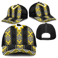Yellow Taniko Aotearoa Baseball Net Cap Niho Taniwha Mix Poutama - Polynesian Pride