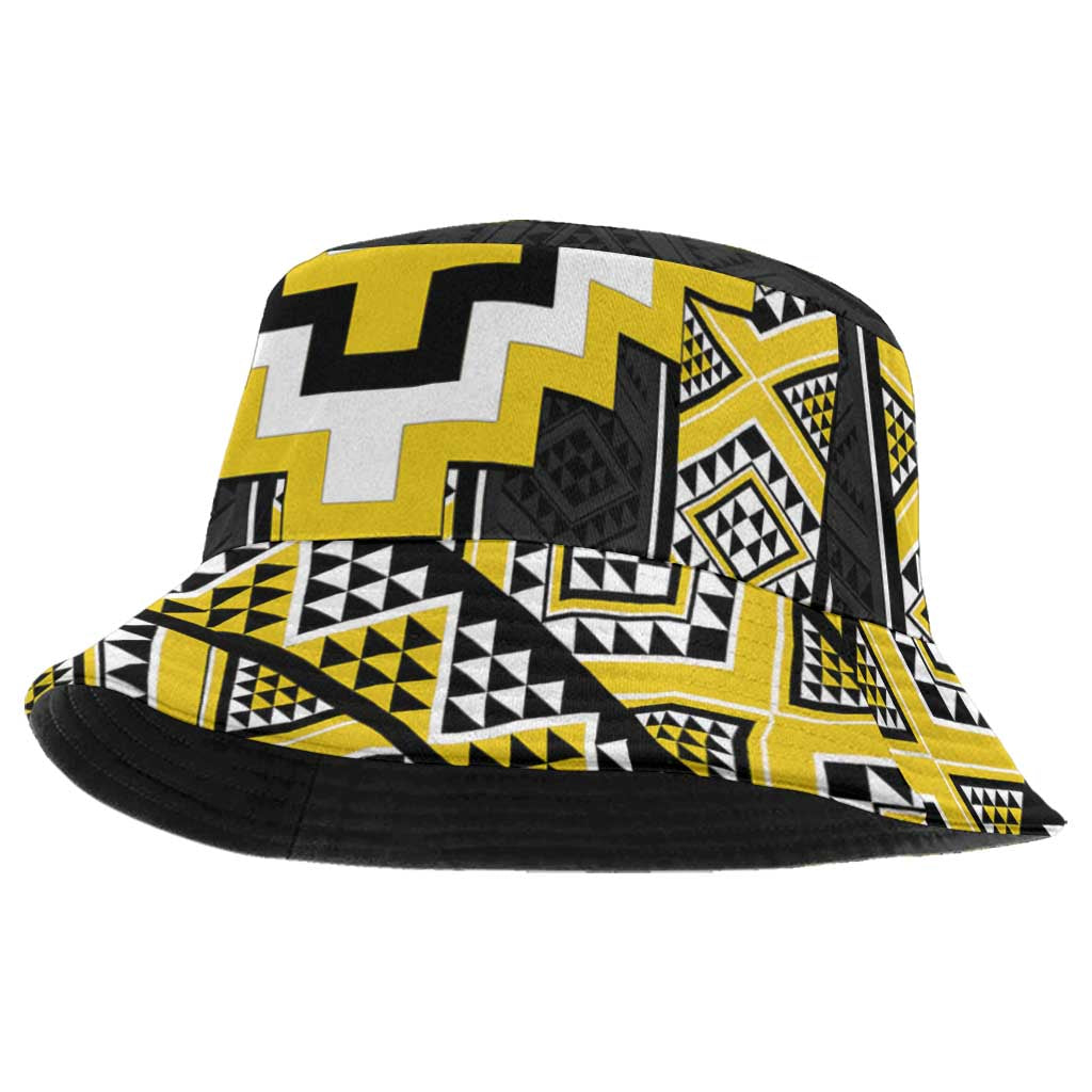 Yellow Taniko Aotearoa Bucket Hat Niho Taniwha Mix Poutama LT14