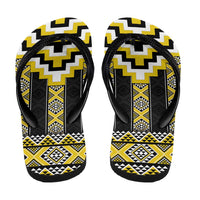 Yellow Taniko Aotearoa Flip Flops Niho Taniwha Mix Poutama - Polynesian Pride