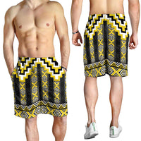 Yellow Taniko Aotearoa Shorts for Men Niho Taniwha Mix Poutama LT14