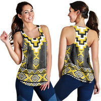 Yellow Taniko Aotearoa Women Racerback Tank Niho Taniwha Mix Poutama LT14
