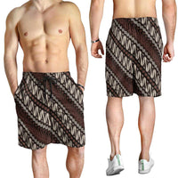 Yogyakarta Parang Batik Motifs Shorts for Men Indonesian Traditional Pattern