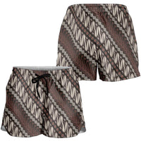 Yogyakarta Parang Batik Motifs Shorts for Women Indonesian Traditional Pattern