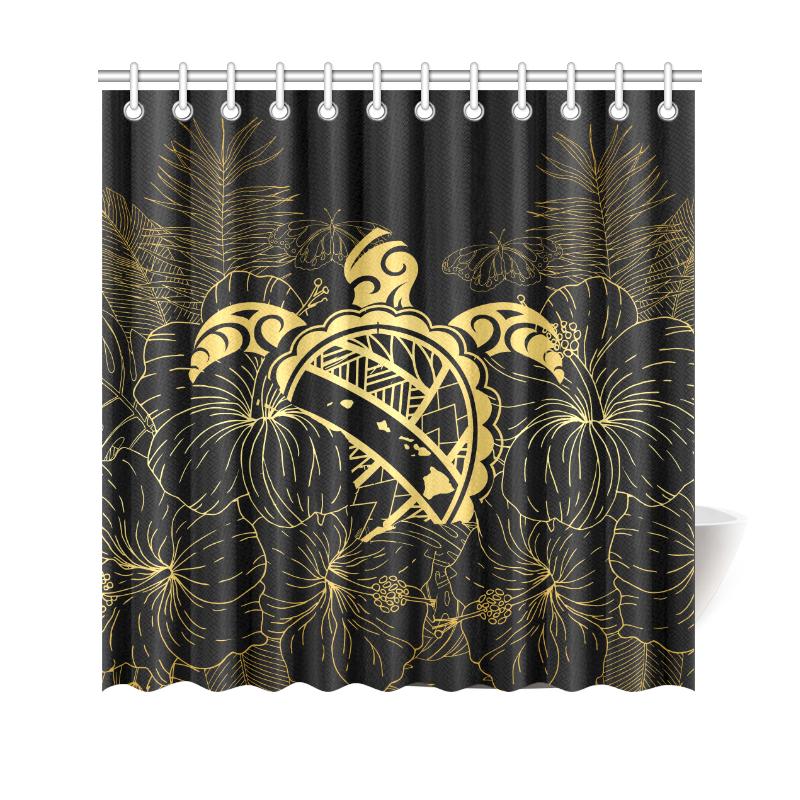 Hawaii Turtle Kanaka Golden Shower Curtain - Polynesian Pride