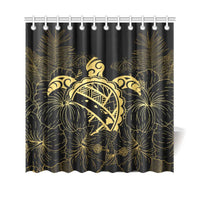 Hawaii Turtle Kanaka Golden Shower Curtain - Polynesian Pride