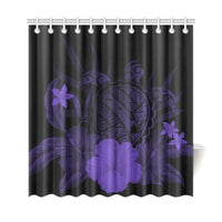 Hawaii Turtle Map Hibiscus Shower Curtain - Purple - Polynesian Pride