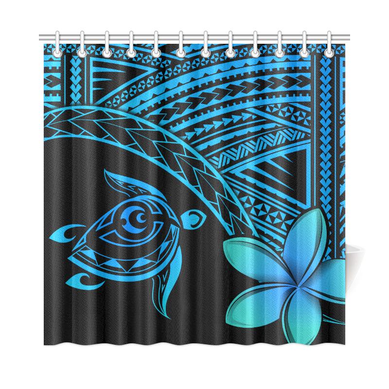 hawaiiShower Curtains - Hawaii Turtle Plumeria Blue - Polynesian Pride