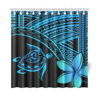 hawaiiShower Curtains - Hawaii Turtle Plumeria Blue - Polynesian Pride