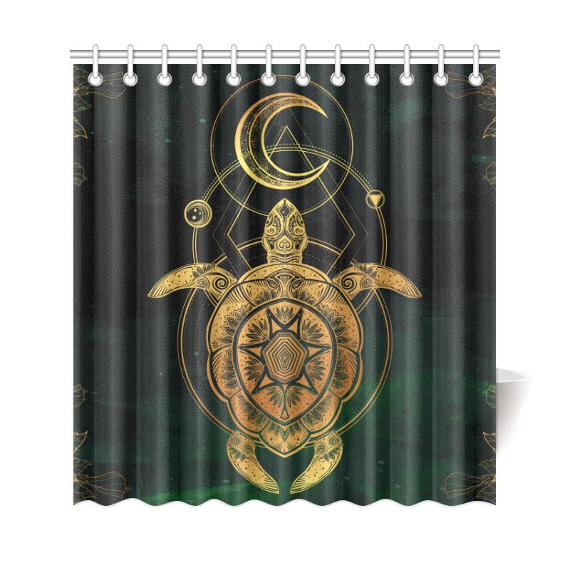 Turtle Hibiscus Golden Galaxy Shower Curtain - Polynesian Pride